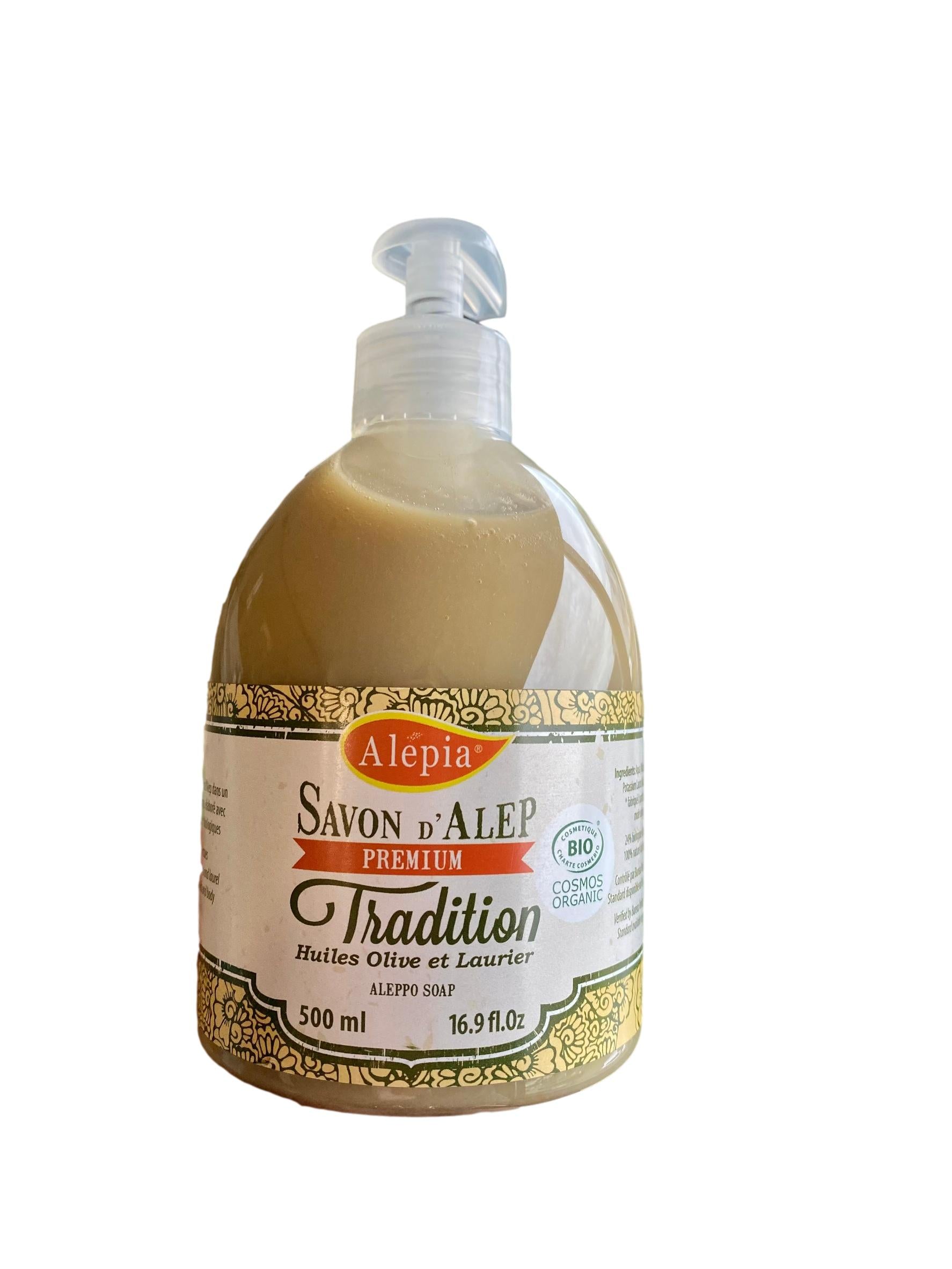 Savon Liquide d'Alep Premium Tradition 1% de Laurier - 500ml - Alépia