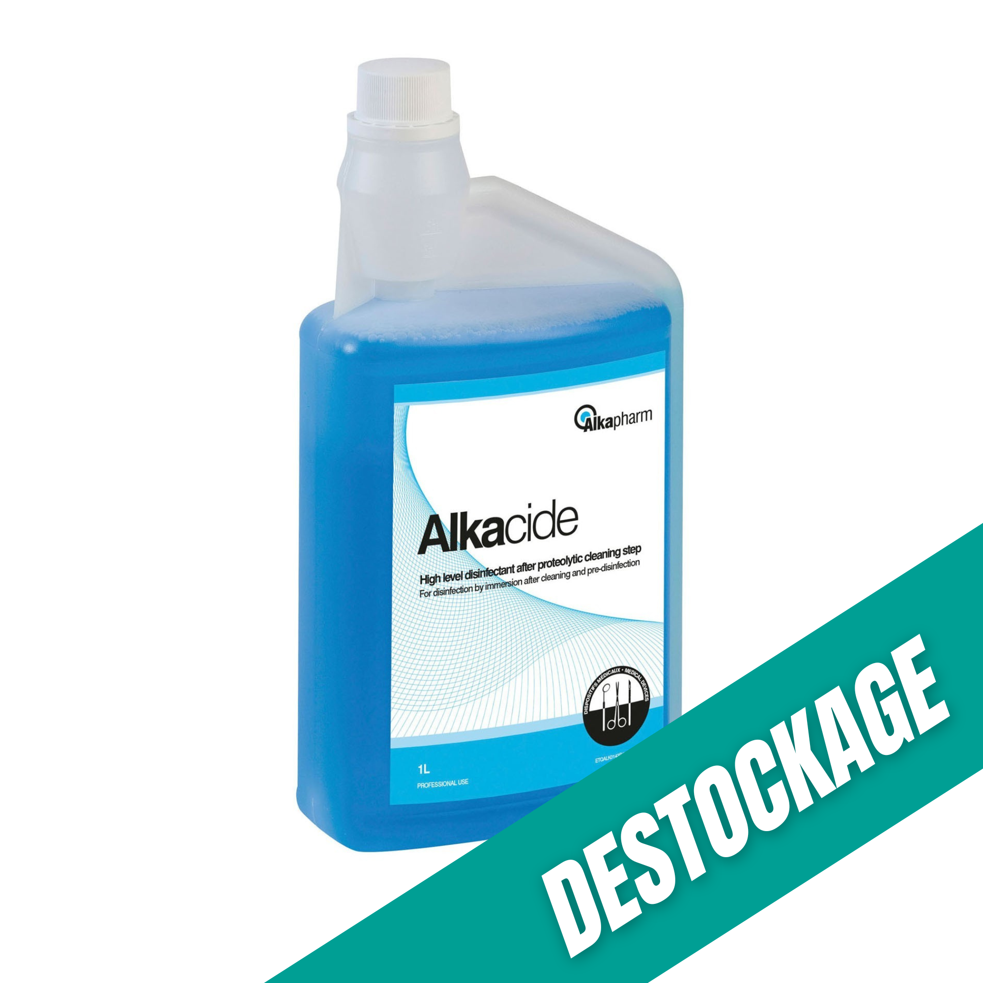 Alkacide - Désinfectant final à froid - Flacon doseur - 1 L - Alkapharm // Destockage