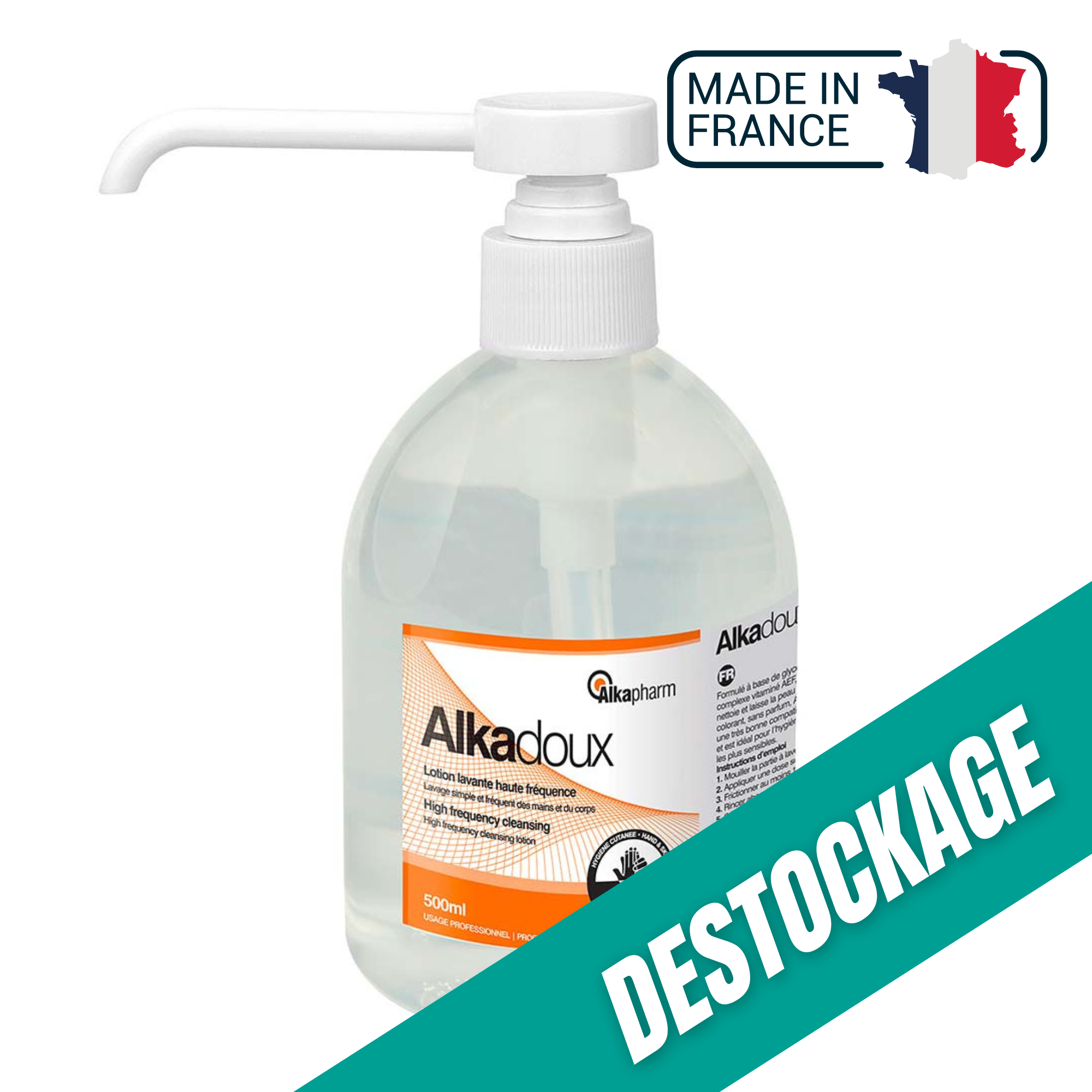 Alkadoux - Lotion lavante haute fréquence à pH neutre - Flacon pompe - 500 ml - Alkapharm // Destockage