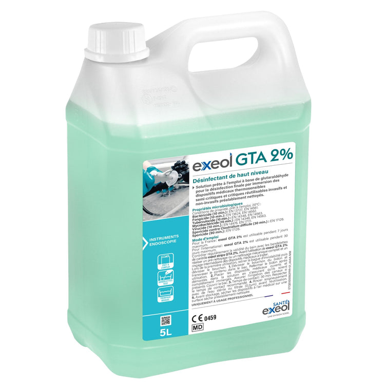 Désinfectant de haut niveau - GTA 2% - Bidon 5 L - Exeol