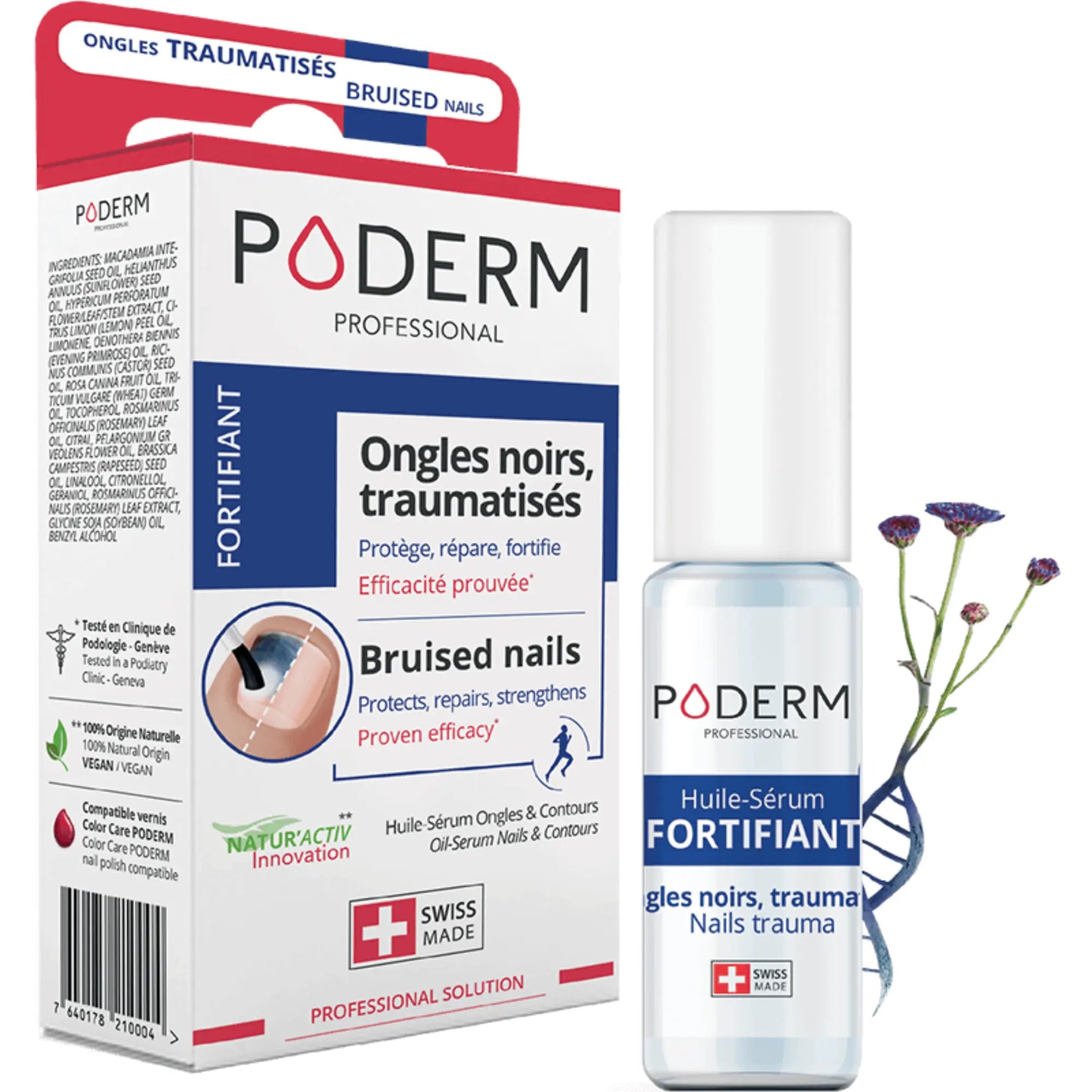 Serum Tratamiento Uñas Negras, Traumatizadas - 8ml - Fortalecedor - Poderm Professional